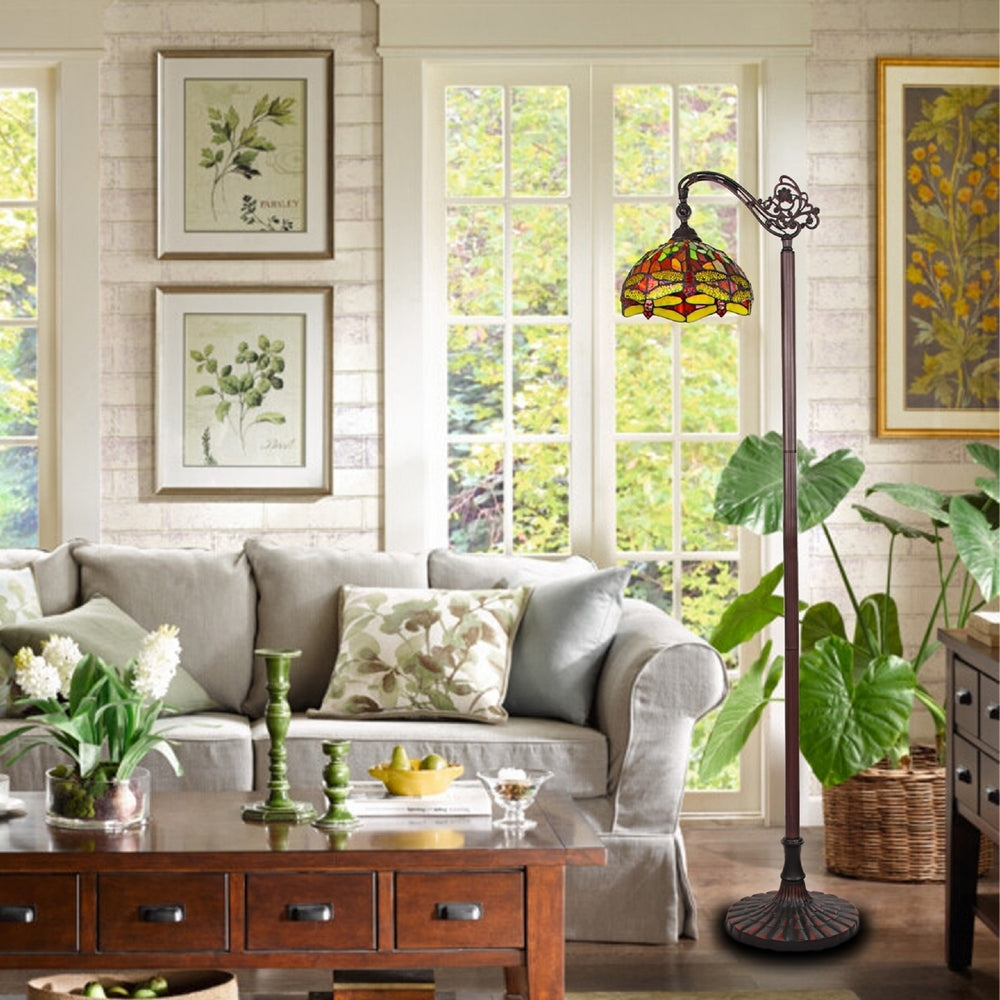 CHLOE Lighting EMPRESS Dragonfly Tiffany-style Dark Bronze 1 Light Reading Floor Lamp 11’’ Wide CHL-CH3T471RD11-RF1