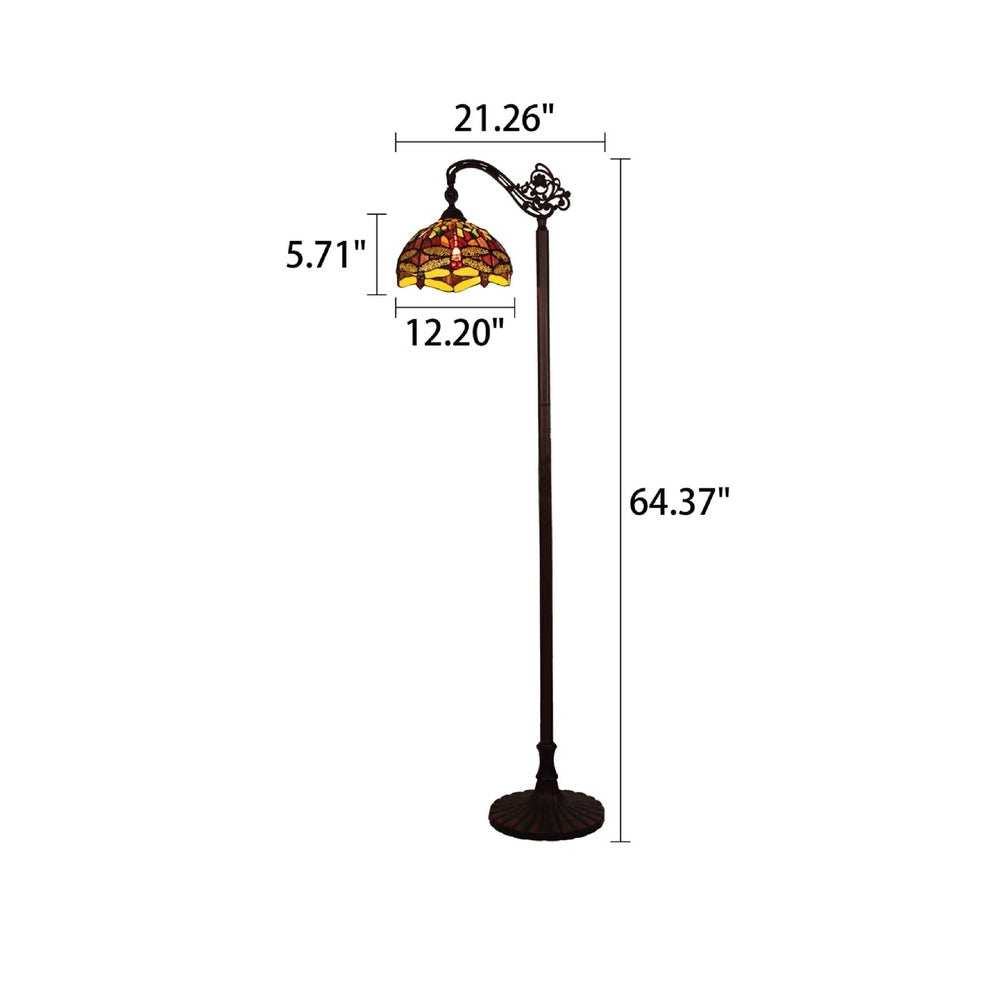 CHLOE Lighting EMPRESS Dragonfly Tiffany-style Dark Bronze 1 Light Reading Floor Lamp 11’’ Wide CHL-CH3T471RD11-RF1
