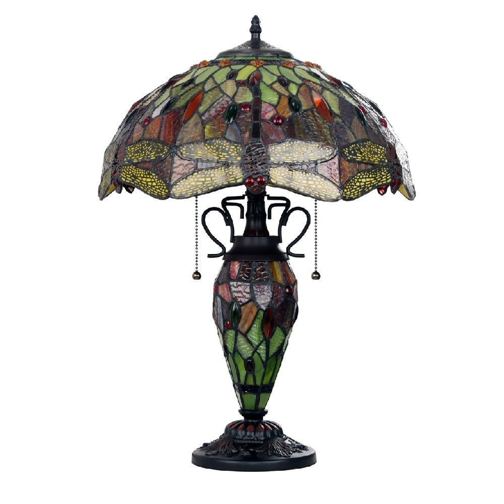 CHLOE Lighting EMPRESS Tiffany-style Dark Bronze 3 Light Double Lit Table Lamp 16’’ Shade CHL-CH3T471RD16-DT3