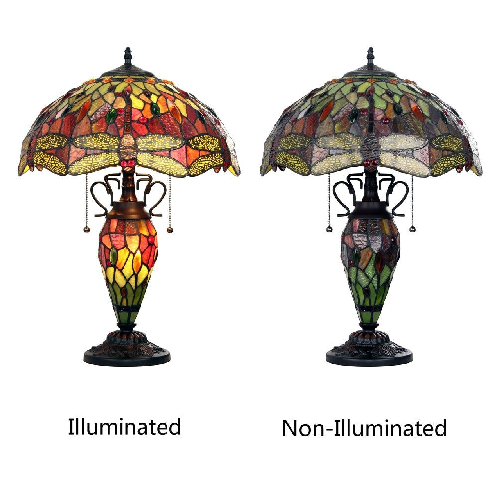 CHLOE Lighting EMPRESS Tiffany-style Dark Bronze 3 Light Double Lit Table Lamp 16’’ Shade CHL-CH3T471RD16-DT3