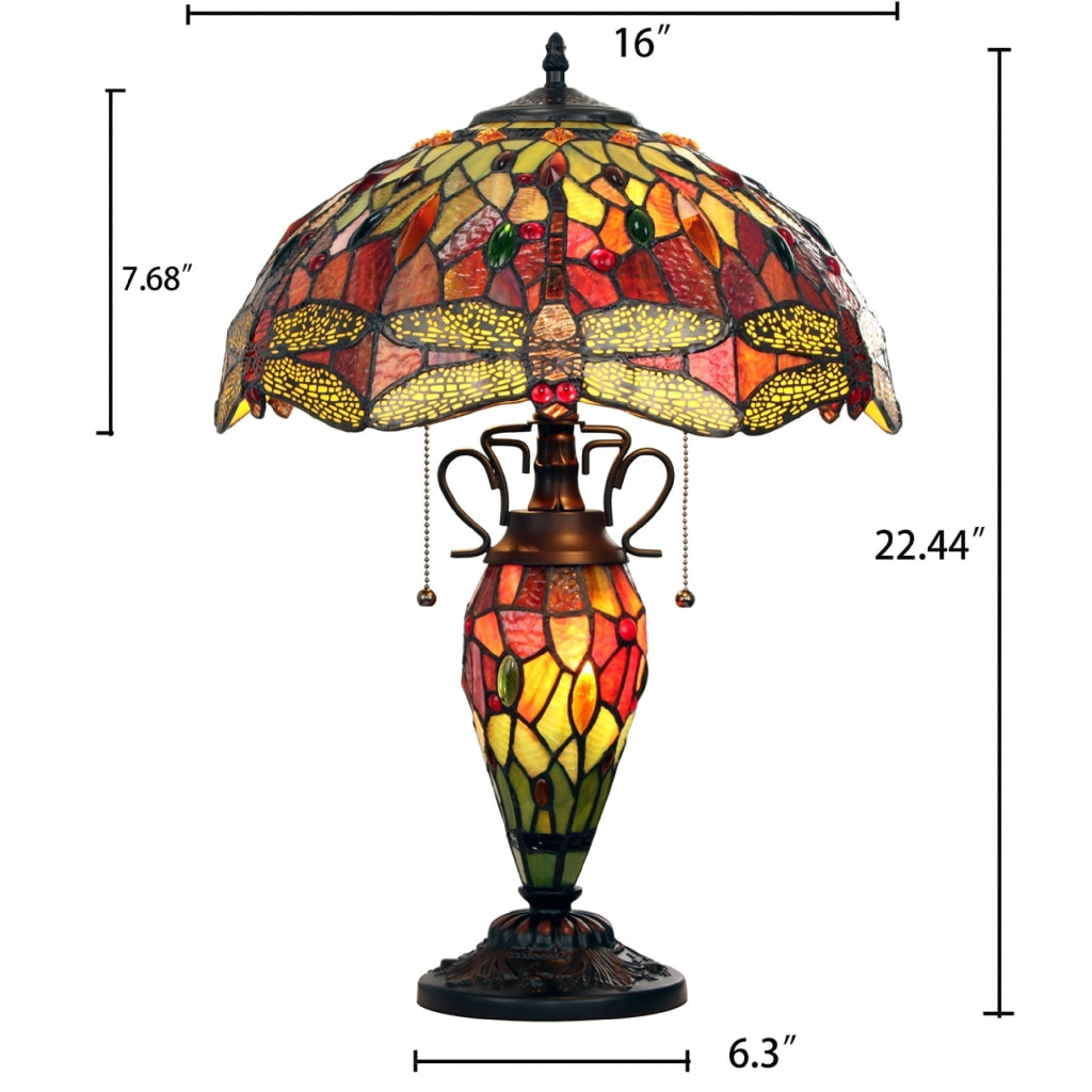 CHLOE Lighting EMPRESS Tiffany-style Dark Bronze 3 Light Double Lit Table Lamp 16’’ Shade CHL-CH3T471RD16-DT3