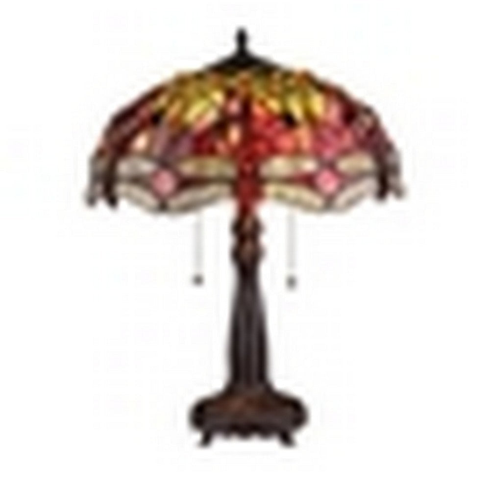 CHLOE Lighting ’EMPRESS’ Tiffany-style Dragonfly 2 Light Table Lamp 16’’ Shade CHL-CH3T471RD16-TL2