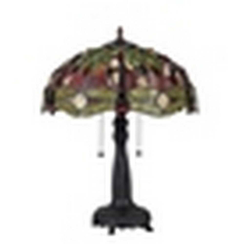 CHLOE Lighting ’EMPRESS’ Tiffany-style Dragonfly 2 Light Table Lamp 16’’ Shade CHL-CH3T471RD16-TL2