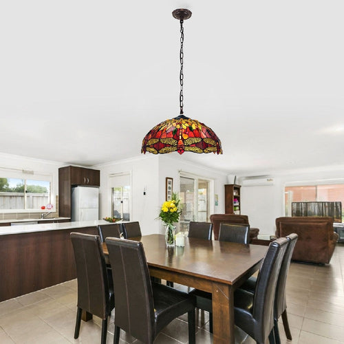 CHLOE Lighting EMPRESS Tiffany-style Blackish Bronze 3 Light Hanging Pendant 18’’ Wide CHL-CH3T471RD18-DP3