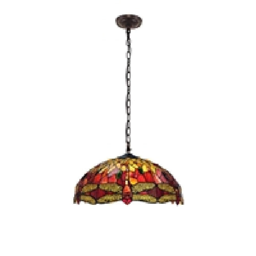 CHLOE Lighting EMPRESS Tiffany-style Blackish Bronze 3 Light Hanging Pendant 18" Wide