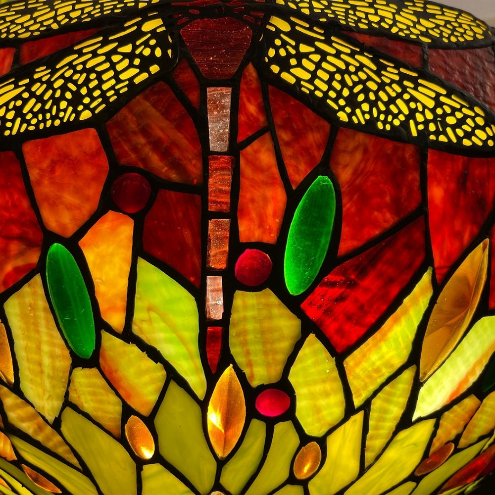 CHLOE Lighting EMPRESS Dragonfly Tiffany-style Dark Bronze 3 Light Inverted Pendant 18’’ Wide CHL-CH3T471RD18-UP3