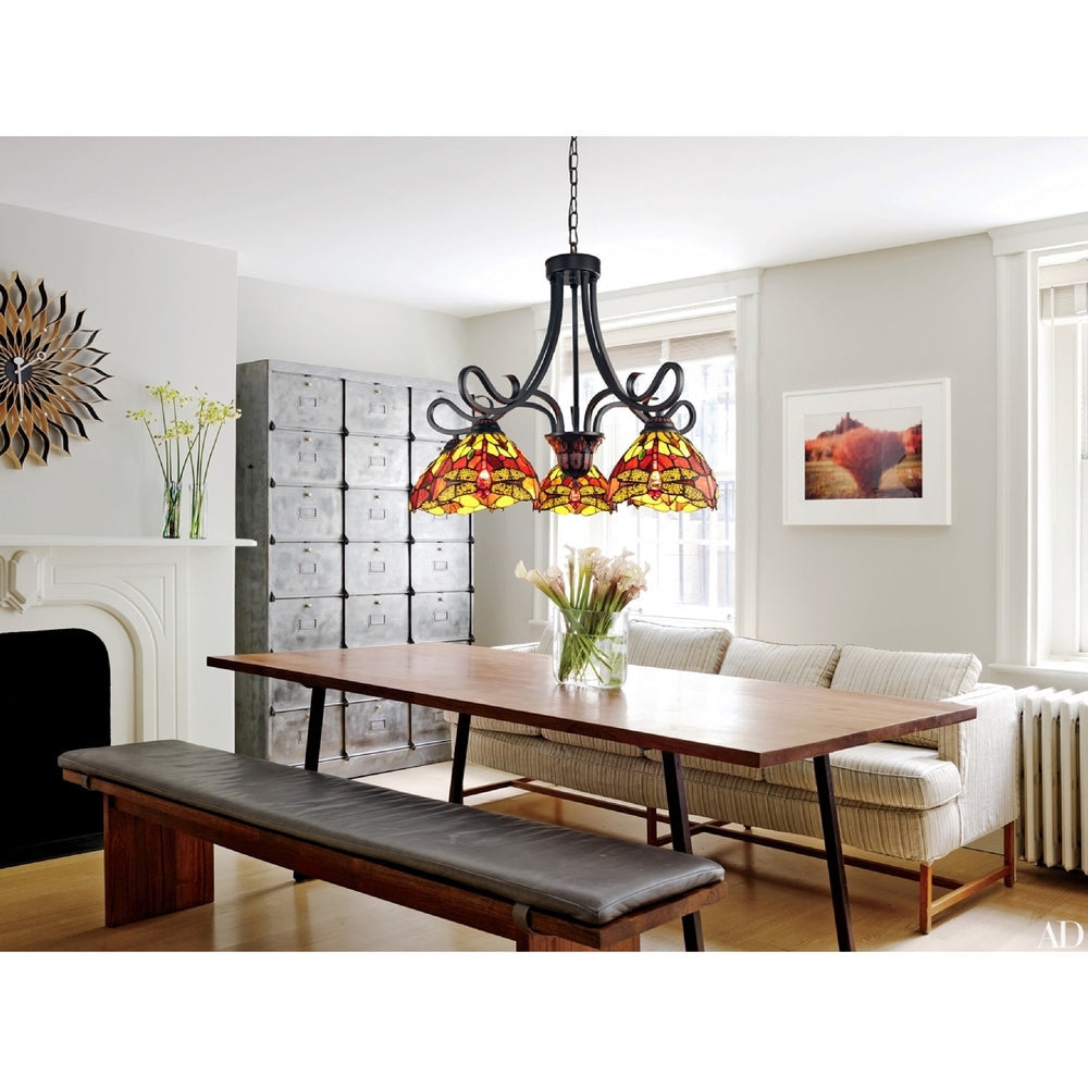 CHLOE Lighting EMPRESS Dragonfly Tiffany-style Dark Bronze 5 Light Large Chandelier 27’’ Wide CHL-CH3T471RD27-DD5