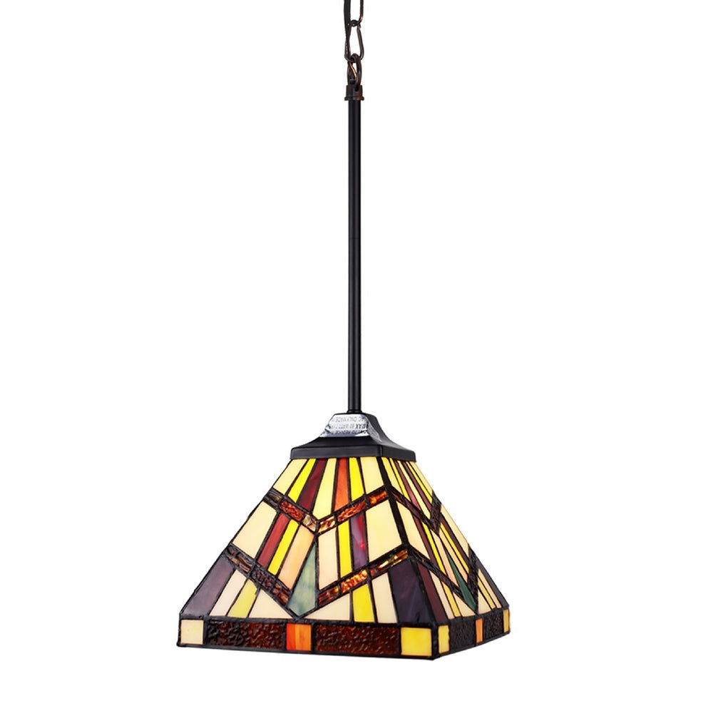 CHLOE Lighting VINCENT Mission Tiffany-style Blackish Bronze 1 Light Mini-Pendant 8’’ Wide CHL-CH3T523BM08-DP1
