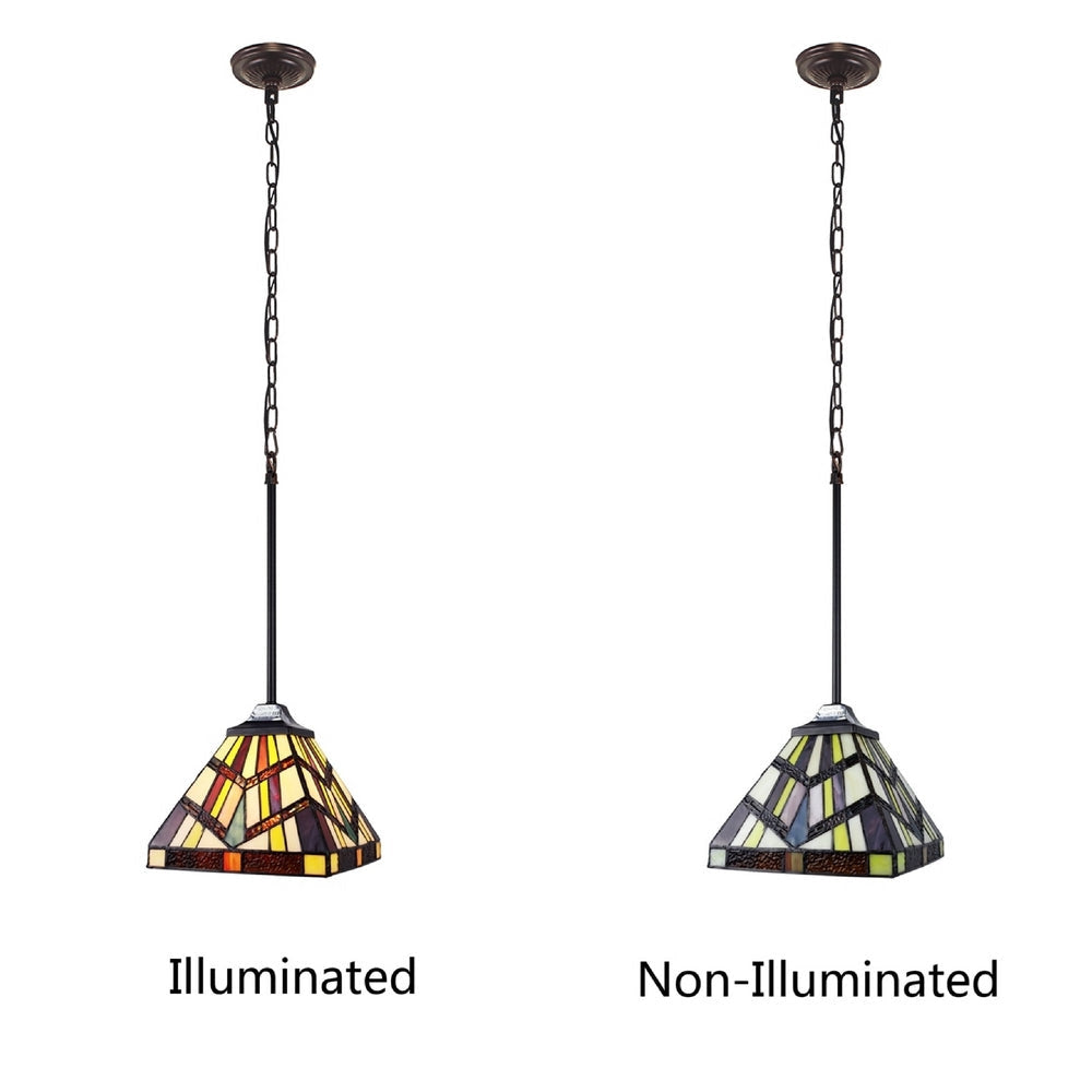 CHLOE Lighting VINCENT Mission Tiffany-style Blackish Bronze 1 Light Mini-Pendant 8’’ Wide CHL-CH3T523BM08-DP1