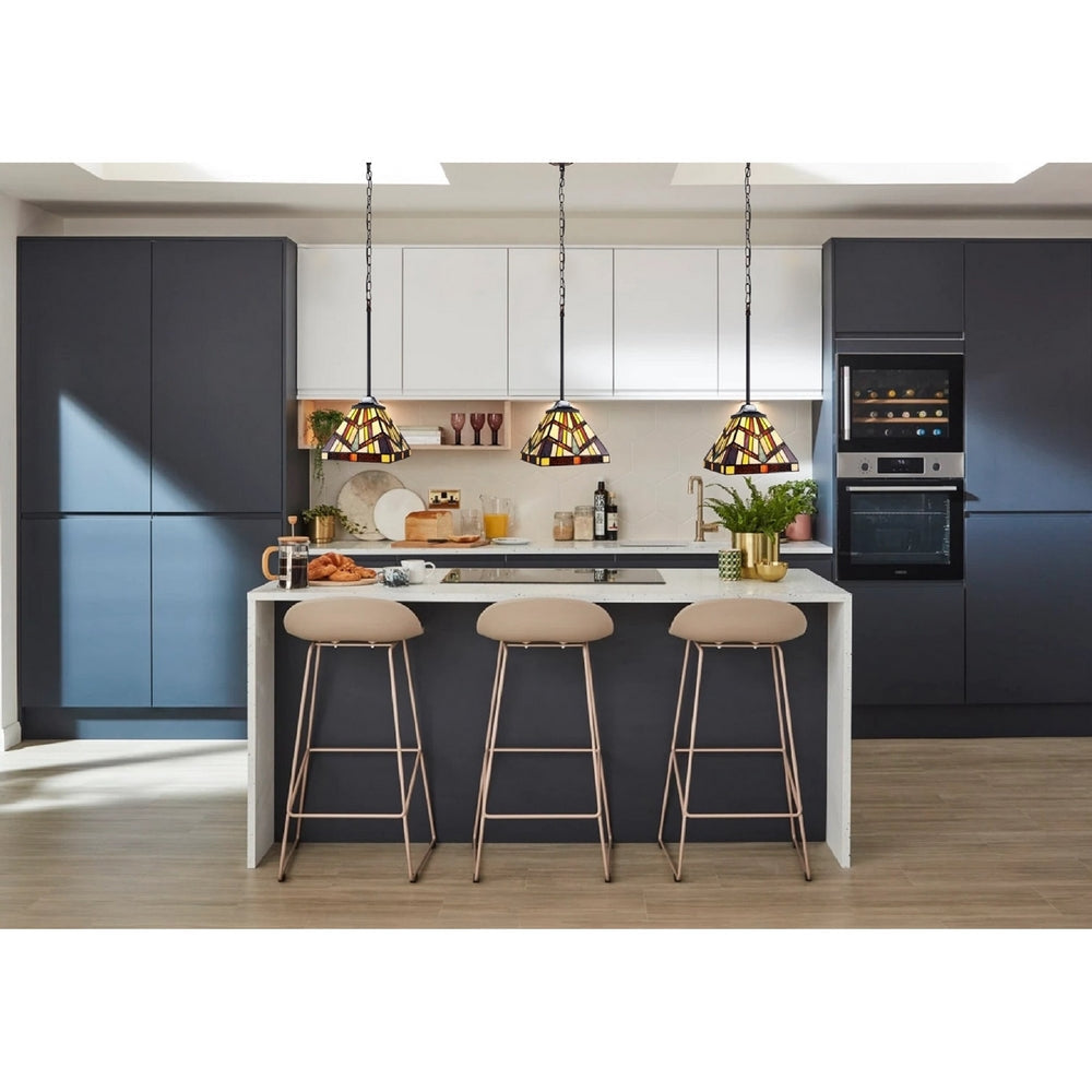 CHLOE Lighting VINCENT Mission Tiffany-style Blackish Bronze 1 Light Mini-Pendant 8’’ Wide CHL-CH3T523BM08-DP1