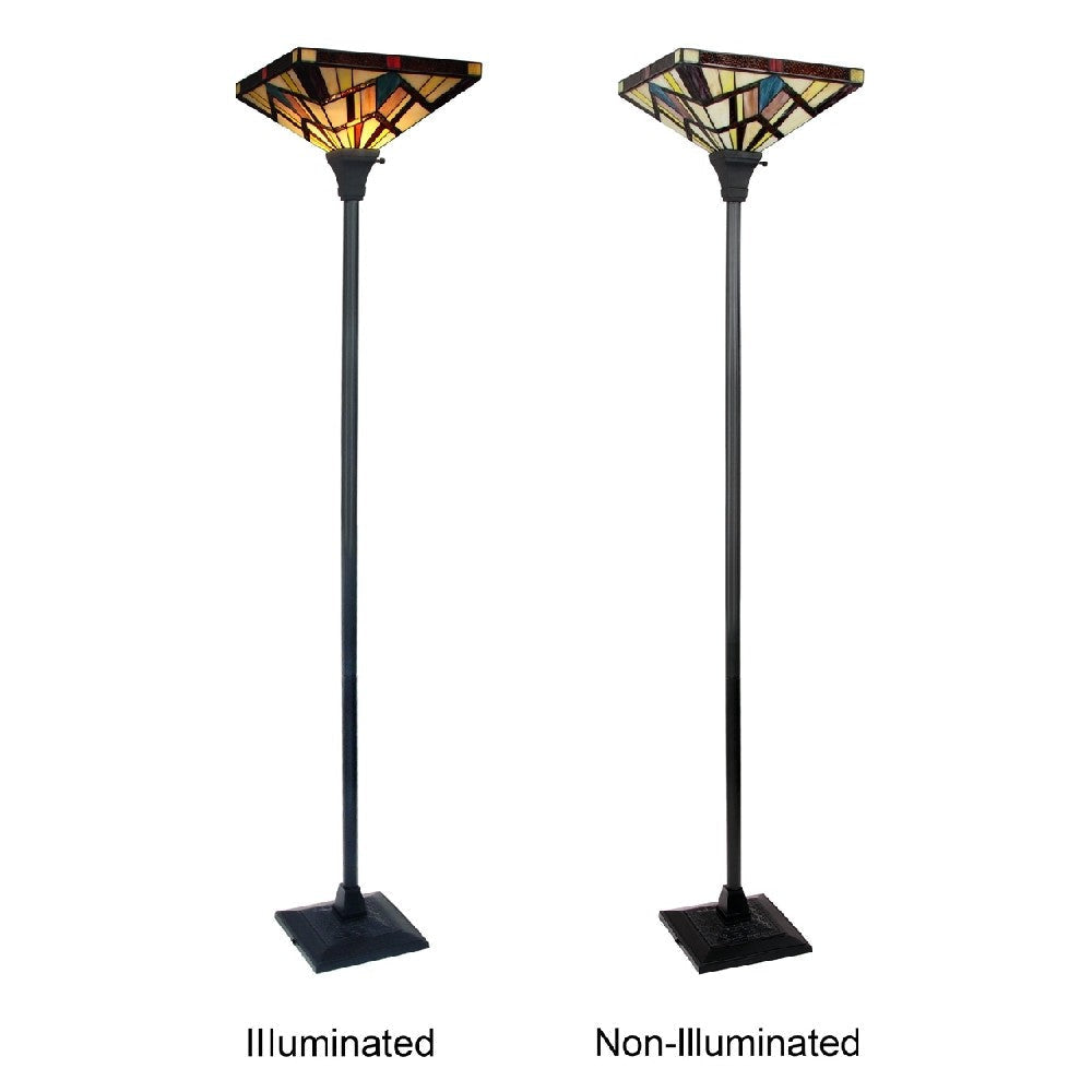 CHLOE Lighting VINCENT Tiffany-style Dark Bronze 1 Light Torchiere Lamp 14’’ Shade CHL-CH3T523BM14-TF1