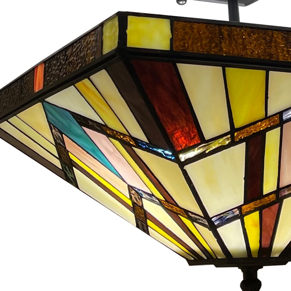 CHLOE Lighting VINCENT Mission Tiffany-style Blackish Bronze 2 Light Semi-Flush 14’’ Wide CHL-CH3T523BM14-UF2