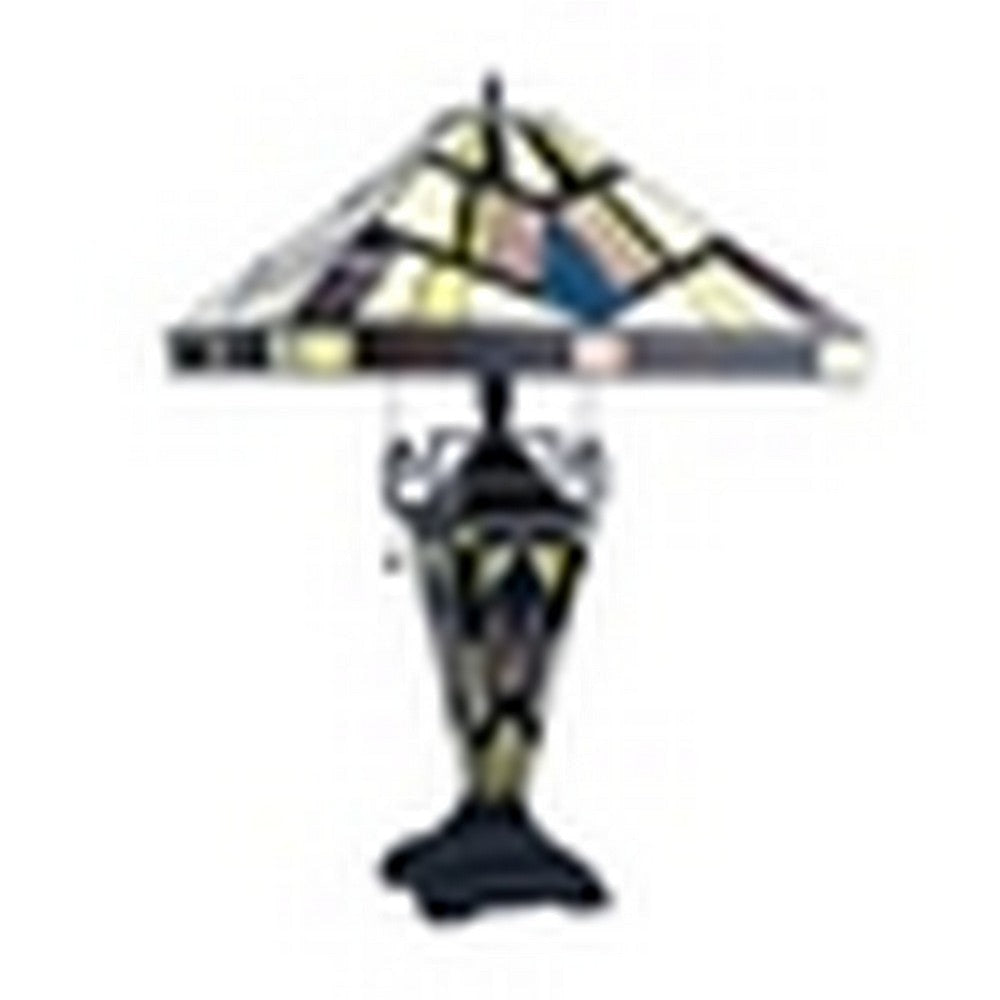 CHLOE Lighting VINCENT Tiffany-Style Blackish Bronze 3-Light Mission Double-Lit Table Lamp 16’’ Shade CHL-CH3T523BM16-DT3