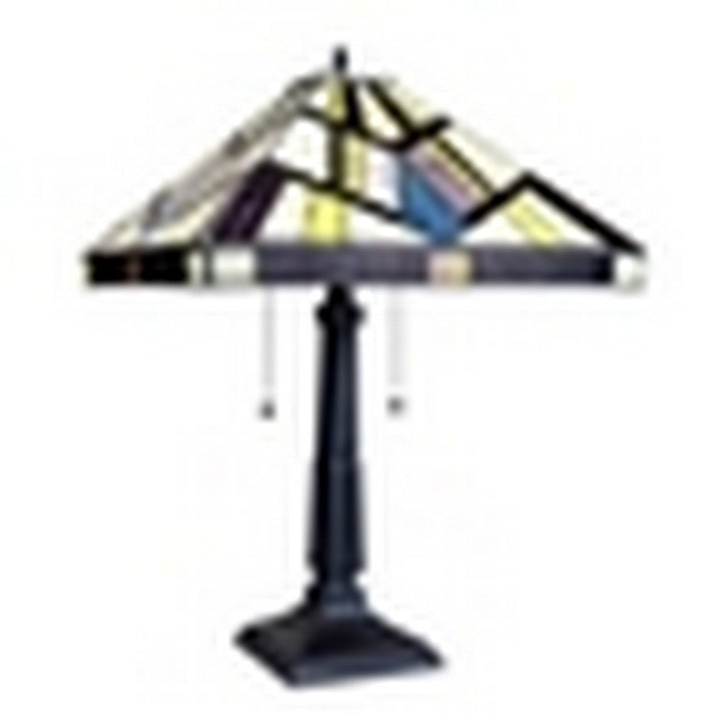 CHLOE Lighting VINCENT Tiffany-Style Blackish Bronze 2-Light Mission Table Lamp 16’’ Shade CHL-CH3T523BM16-TL2