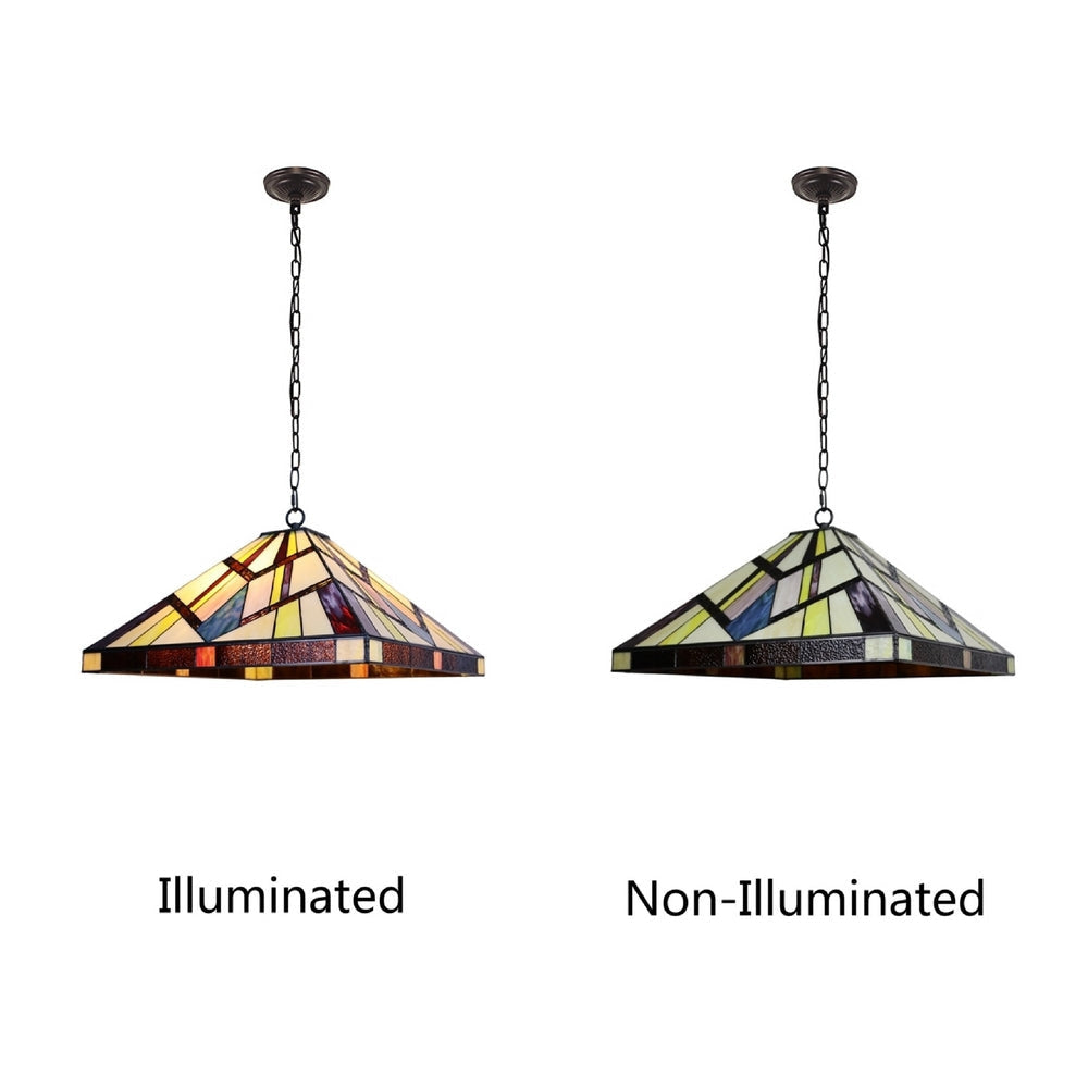 CHLOE Lighting VINCENT Mission Tiffany-style Blackish Bronze 2 Light Pendant 18’’ Wide CHL-CH3T523BM18-DP2