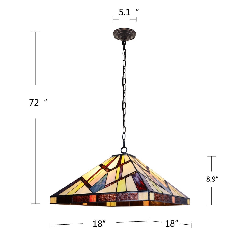 CHLOE Lighting VINCENT Mission Tiffany-style Blackish Bronze 2 Light Pendant 18’’ Wide CHL-CH3T523BM18-DP2