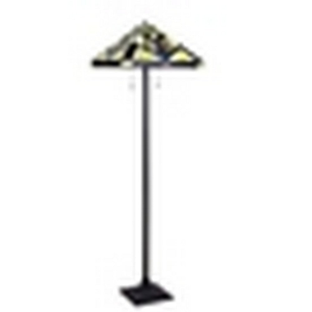 CHLOE Lighting VINCENT Tiffany-Style Blackish Bronze 2-Light Mission Floor Lamp 18’’ Shade CHL-CH3T523BM18-FL2