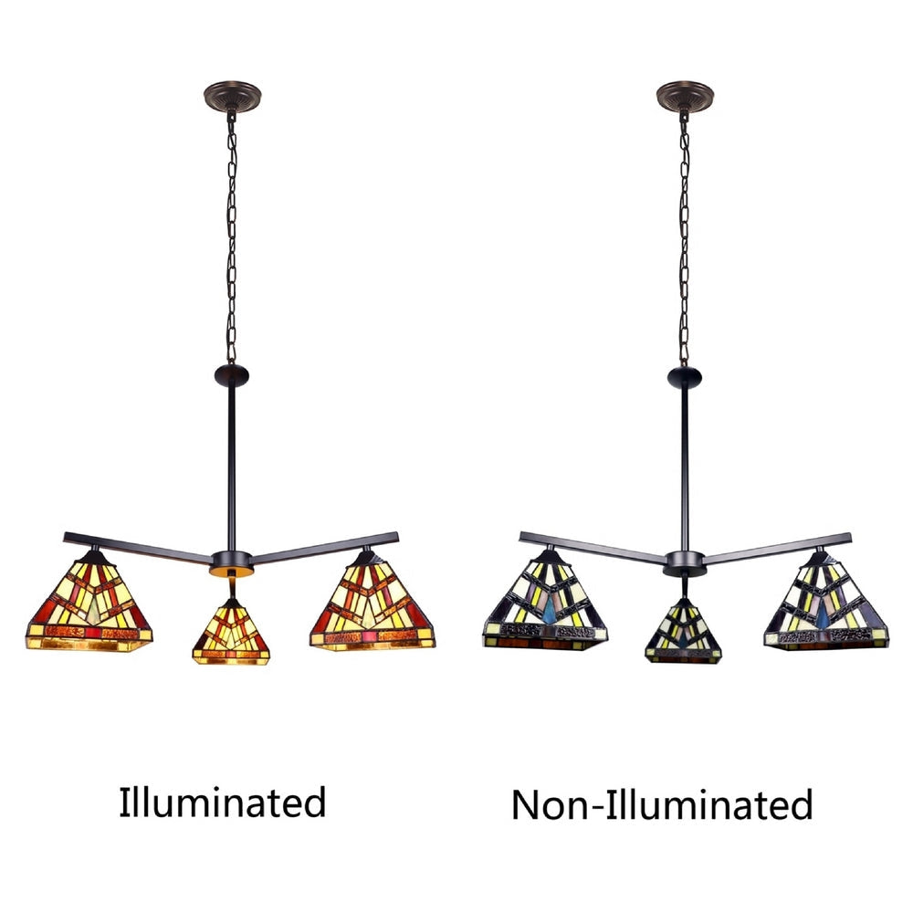 CHLOE Lighting VINCENT Mission Tiffany-style Blackish Bronze 3 Light Chandelier 27’’ Wide CHL-CH3T523BM27-EE3