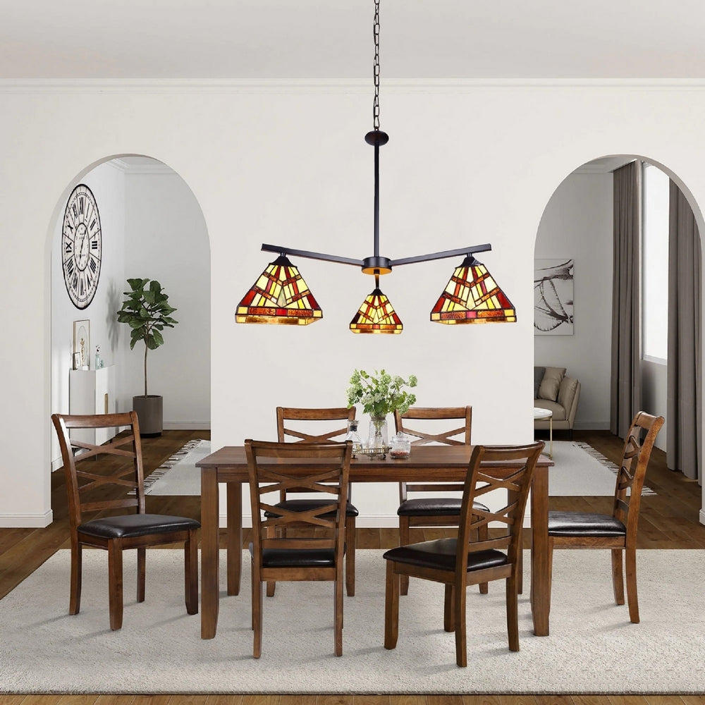 CHLOE Lighting VINCENT Mission Tiffany-style Blackish Bronze 3 Light Chandelier 27’’ Wide CHL-CH3T523BM27-EE3