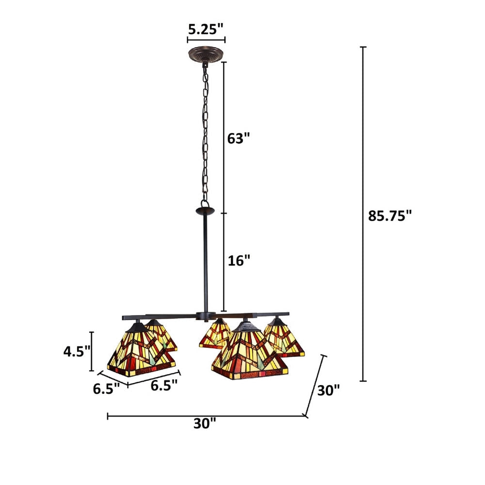 CHLOE Lighting VINCENT Mission Tiffany-style Blackish Bronze 5 Light Chandelier 30’’ Wide CHL-CH3T523BM30-EE5