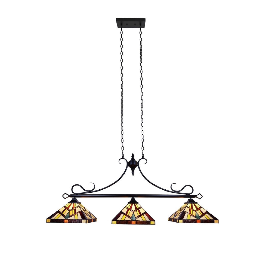 CHLOE Lighting VINCENT Mission Tiffany-Style 3 Light Island Pendant 47’’ Wide CHL-CH3T523BM47-IL3