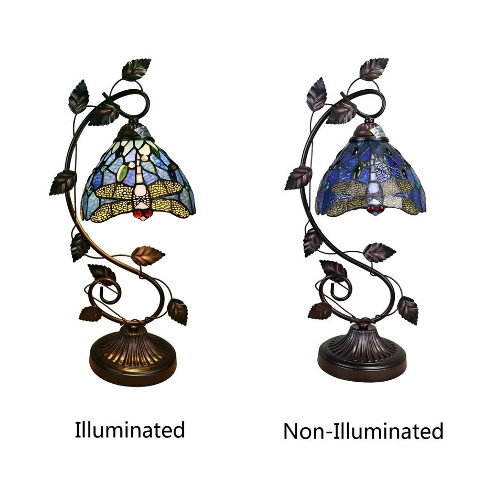 CHLOE Lighting SUNNIVA Dragonfly Tiffany-Style 1 Light Accent Table Lamp 8’’ Wide CHL-CH3T524BD08-NT1