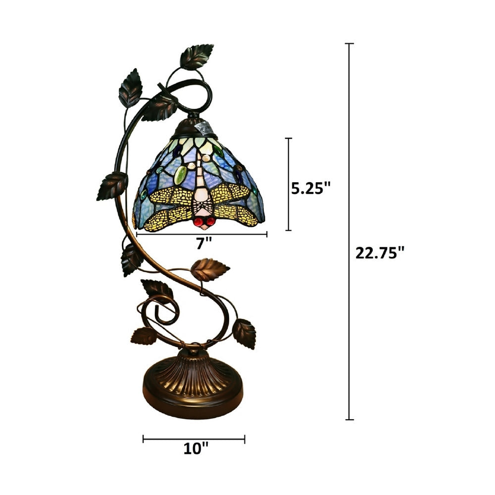 CHLOE Lighting SUNNIVA Dragonfly Tiffany-Style 1 Light Accent Table Lamp 8’’ Wide CHL-CH3T524BD08-NT1