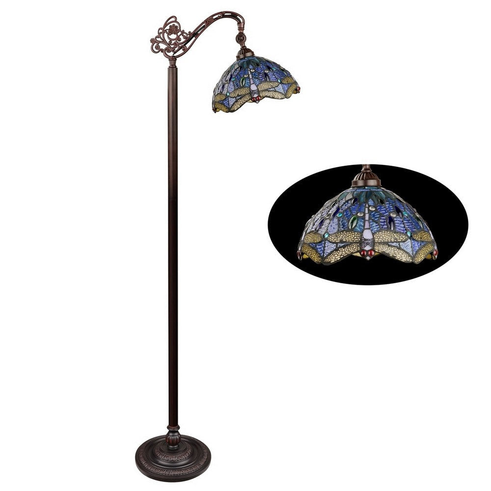 CHLOE Lighting SUNNIVA Dragonfly-Style 1-Light Dark Bronze Finish Reading Floor Lamp 11’’ Shade CHL-CH3T524BD11-RF1