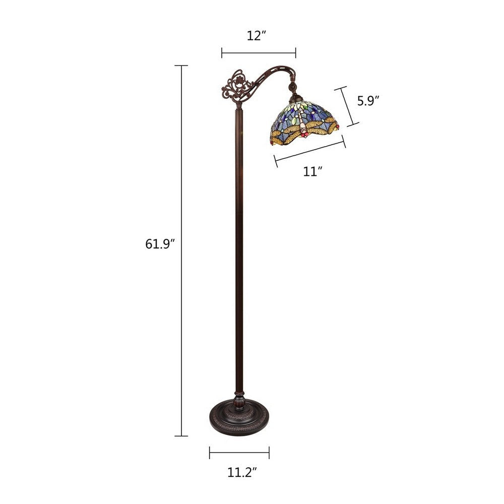 CHLOE Lighting SUNNIVA Dragonfly-Style 1-Light Dark Bronze Finish Reading Floor Lamp 11’’ Shade CHL-CH3T524BD11-RF1