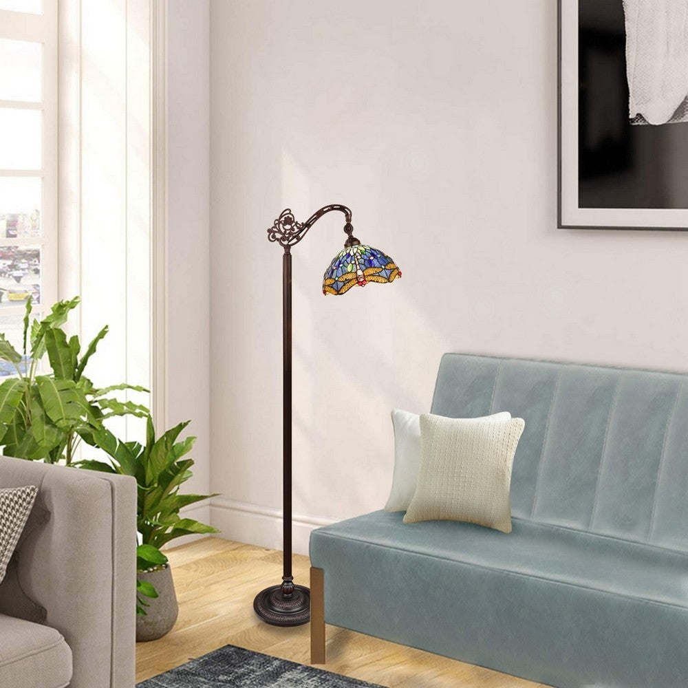 CHLOE Lighting SUNNIVA Dragonfly-Style 1-Light Dark Bronze Finish Reading Floor Lamp 11’’ Shade CHL-CH3T524BD11-RF1