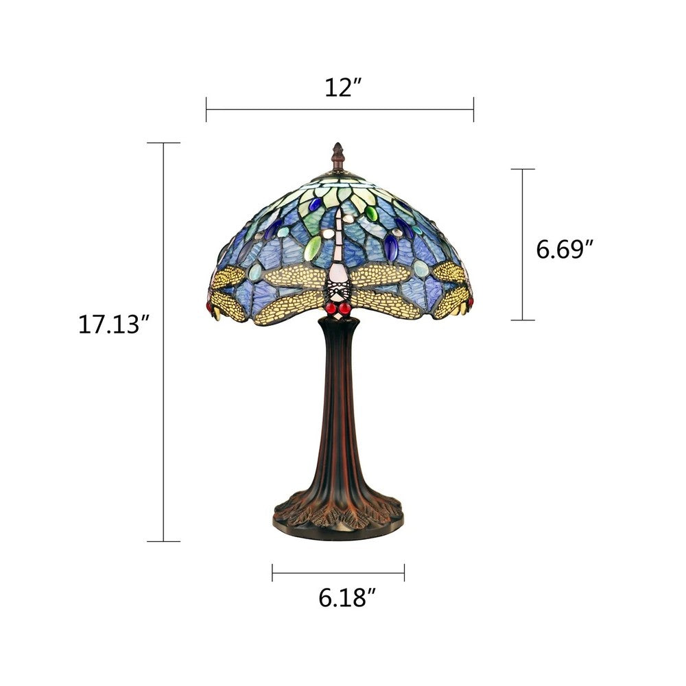 CHLOE Lighting SUNNIVA Dragonfly-Style Dark Bronze 1 Light Table Lamp 12" Wide