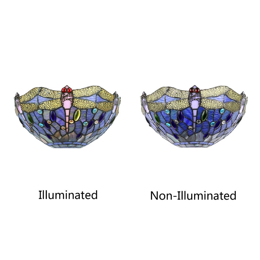 CHLOE Lighting SUNNIVA Dragonfly Tiffany-Style 1 Light Wall Sconce 12’’ Wide CHL-CH3T524BD12-WS1