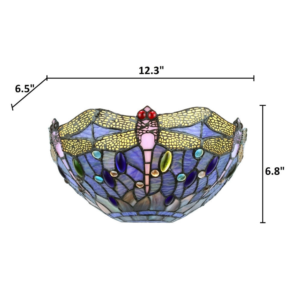 CHLOE Lighting SUNNIVA Dragonfly Tiffany-Style 1 Light Wall Sconce 12’’ Wide CHL-CH3T524BD12-WS1