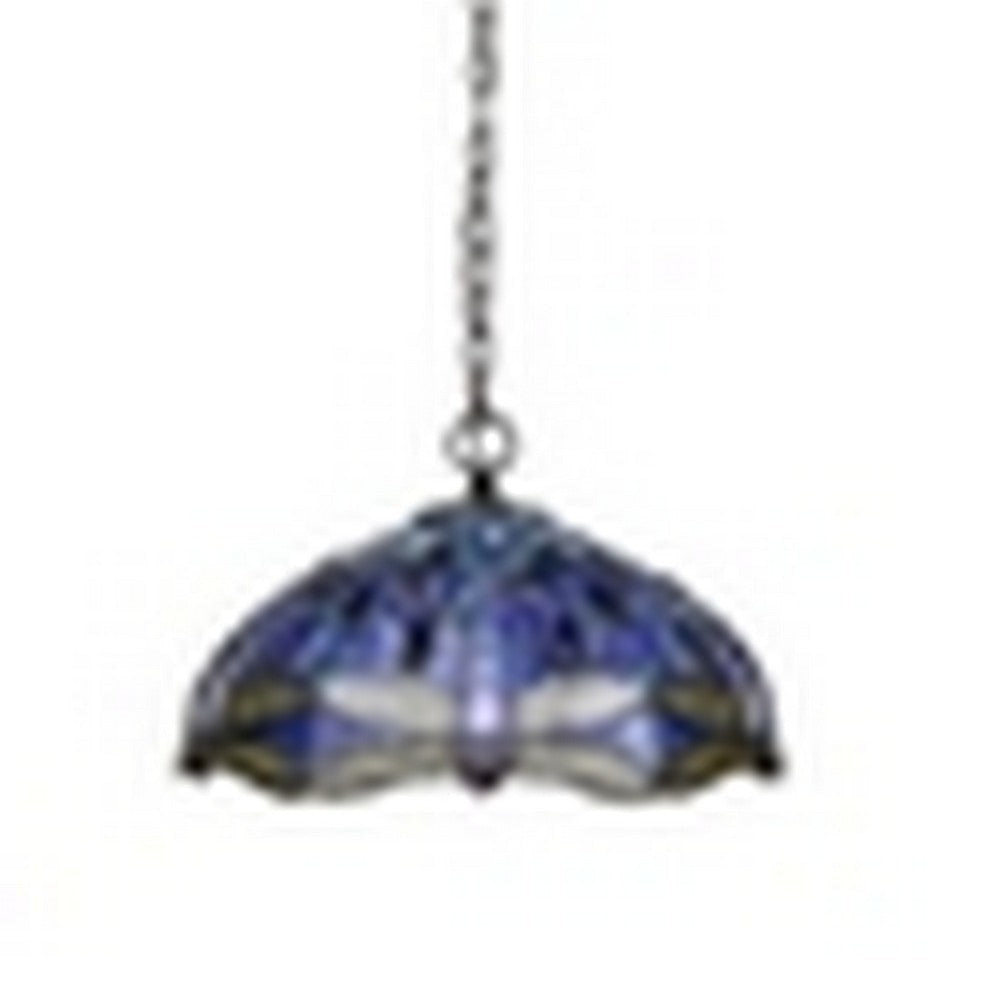 CHLOE Lighting SUNNIVA Dragonfly Tiffany-Style Dark Bronze 3 Light Ceiling Pendant 18’’ Wide CHL-CH3T524BD18-DP3