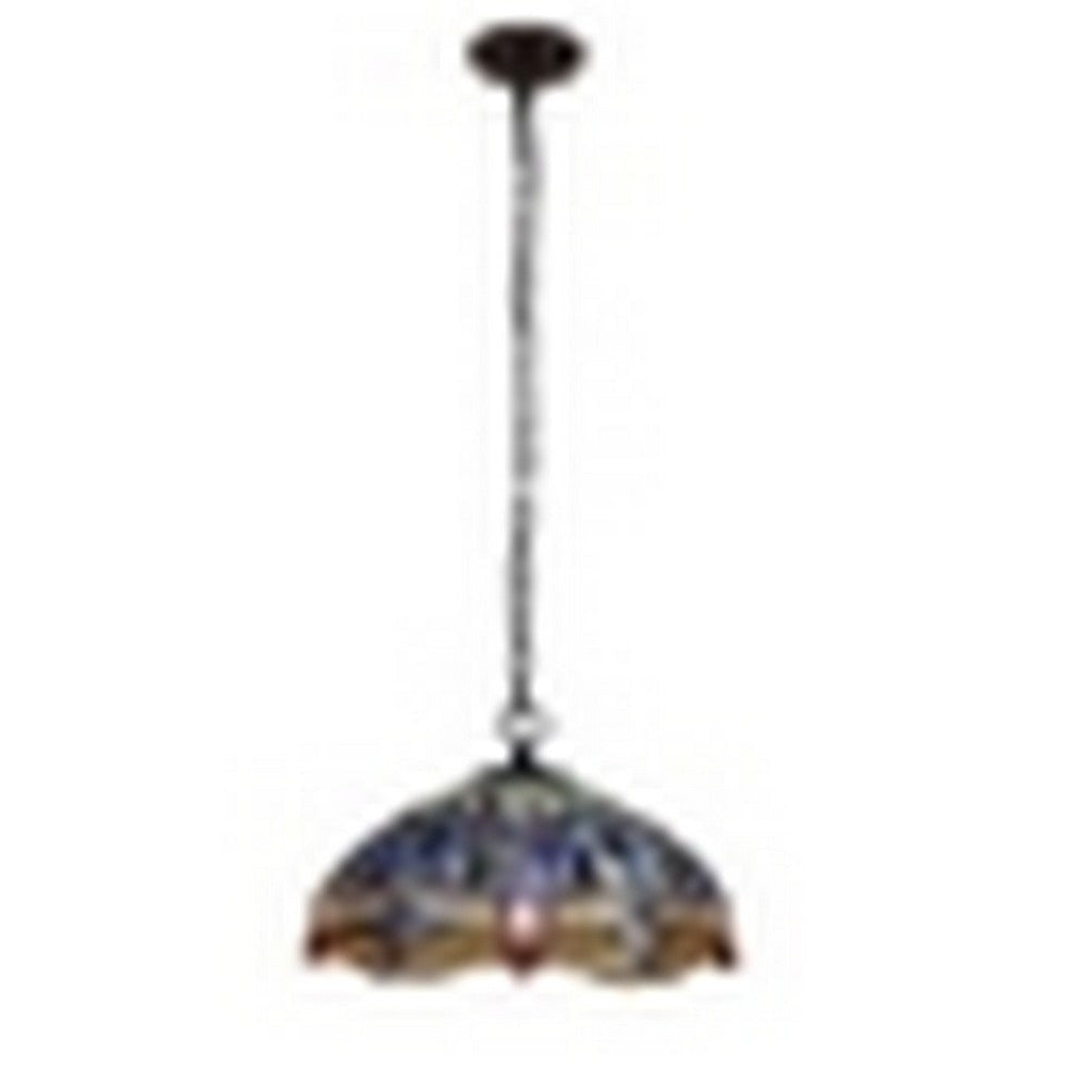CHLOE Lighting SUNNIVA Dragonfly Tiffany-Style Dark Bronze 3 Light Ceiling Pendant 18’’ Wide CHL-CH3T524BD18-DP3
