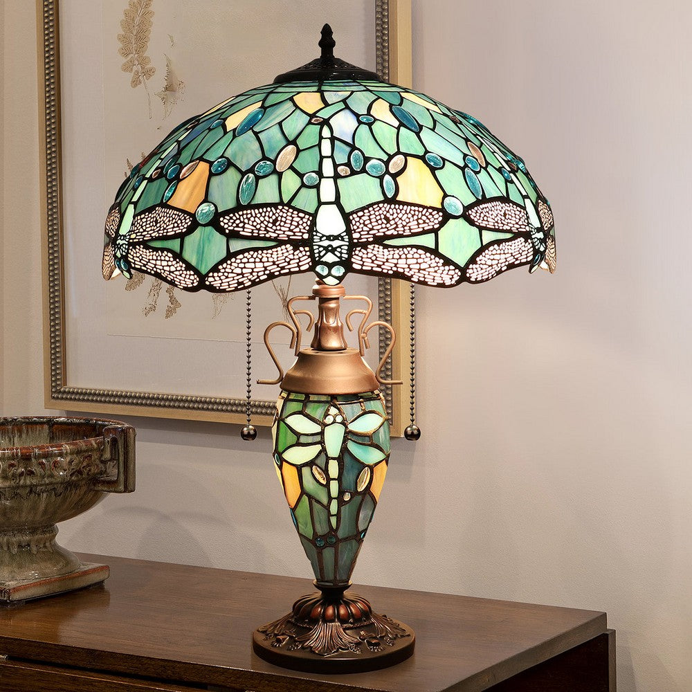 CH3T524GD16-DT3 Dark Bronze Double Lit Table Lamp