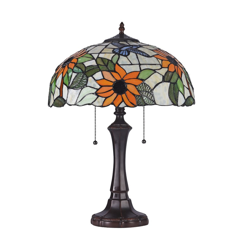 Lighting SARAI Floral 2 Light Dark Bronze Table Lamp 16’’ Wide CHL-CH3T617OF16-TL2