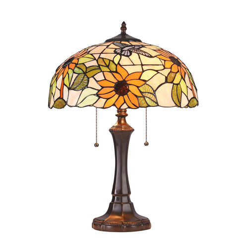 Lighting SARAI Floral 2 Light Dark Bronze Table Lamp 16" Wide