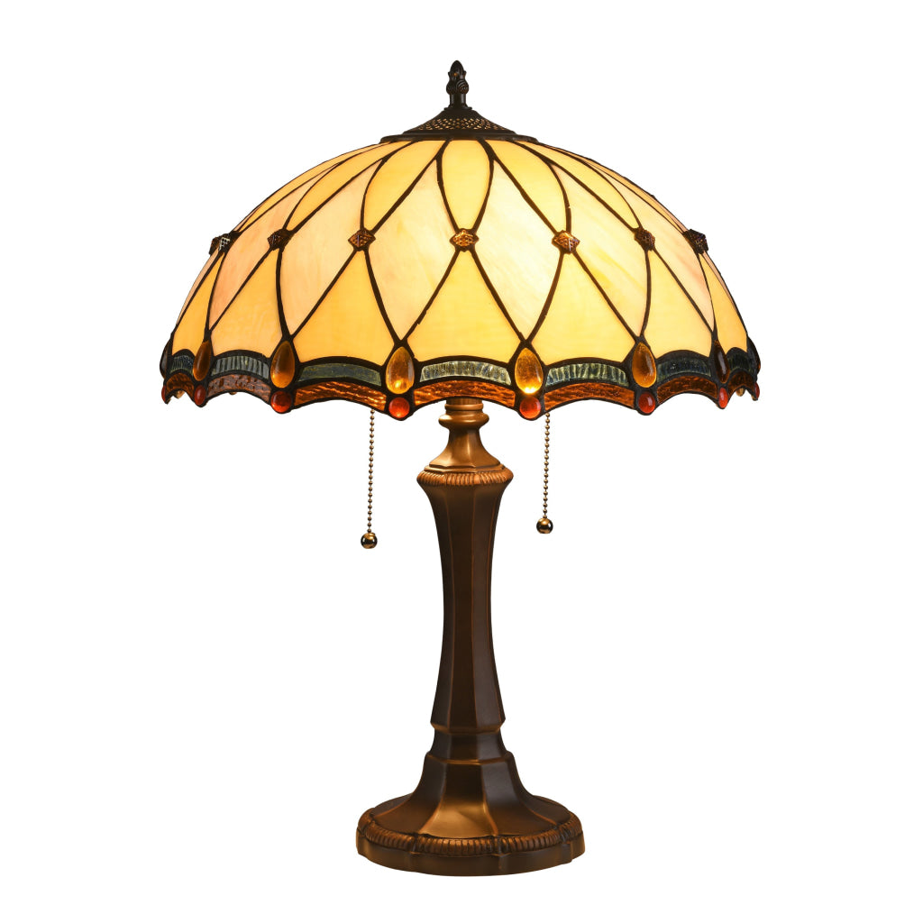 Lighting JOSEPHINE Tiffany-style 2 Light Victorian Table Lamp 16" Shade
