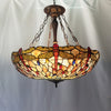 ANISOPTERA PURITY Tiffany-style Dragonfly Antique Bronze 4 light Dark Ceiling Pendant 28’’ Wide CHL-CH3T825BD28-UP4