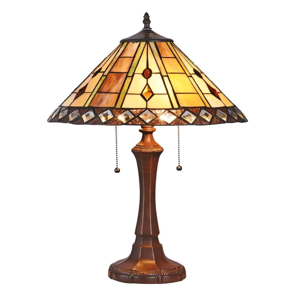 CHLOE Lighting GODWINE Tiffany-style 2 Light GeometricTable Lamp 16" Shade
