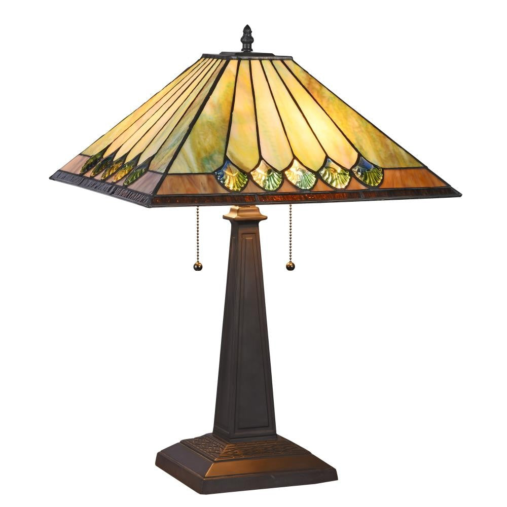 CHLOE Lighting GRAHAM Tiffany-style 2 Light Mission Table Lamp 16" Shade