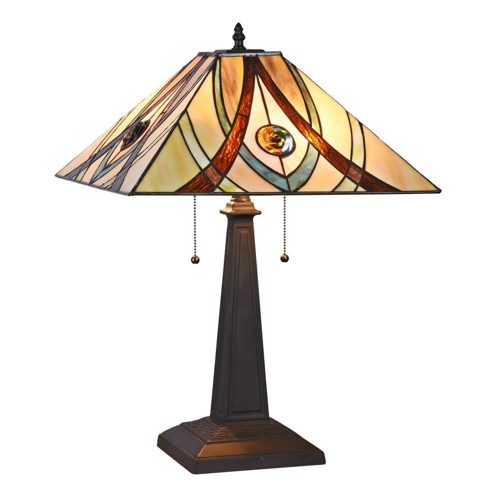 CHLOE Lighting ORSON Tiffany-style 2 Light Mission Table Lamp 16" Shade