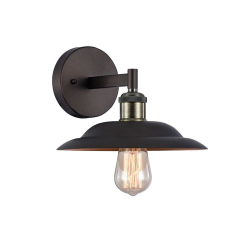 CHLOE Lighting IRONCLAD Industrial-style 1 Light Rubbed Bronze Wall Sconce 10" Wide