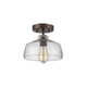 9 Inch Metal Ceiling Light Fixture, Bell Shape Glass Shade, Bronze