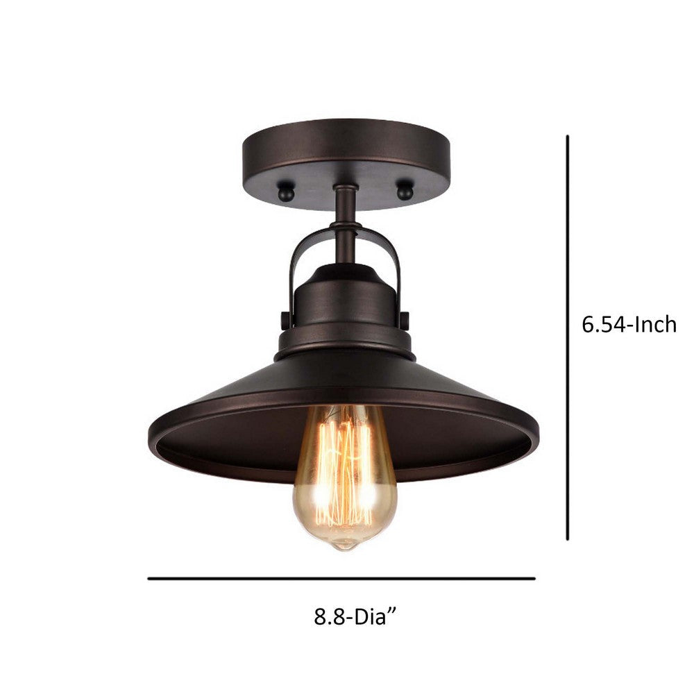 9 Inches Industrial Style Round Metal Shade Ceiling Fixture Bronze CHL-CH54050RB09-SF1