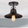 9 Inches Industrial Style Round Metal Shade Ceiling Fixture, Bronze