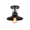 9 Inches Industrial Style Round Metal Shade Ceiling Fixture, Bronze