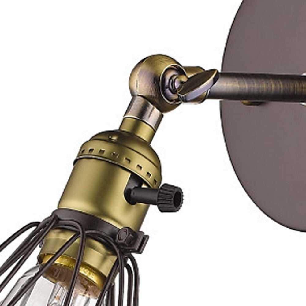 60 Watt Bulb Open Design Metal Frame Wall Sconce Bronze CHL-CH57042RB04-WS1