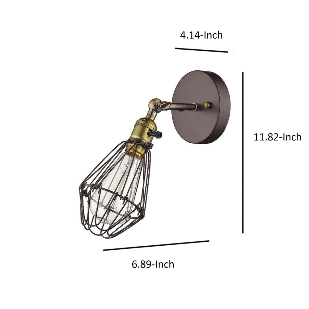 60 Watt Bulb Open Design Metal Frame Wall Sconce Bronze CHL-CH57042RB04-WS1